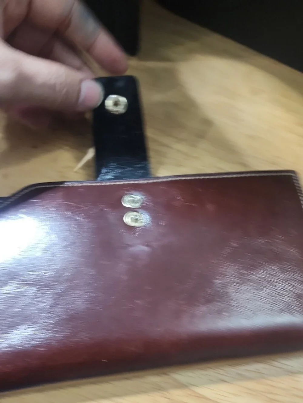 Brown Leather Travel Wallet with Snap Closure